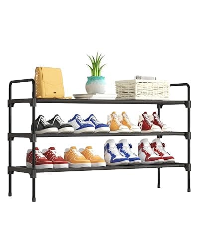 Kitsure Shoe Rack for Closet, Sturdy and Long-Lasting Shoe Shelf, Shoe Rack for Entryway, Personalized DIY Shoe Organizer, Shoe Rack Organizer for Space-Saving, 36.2" x 11.8" x 23.6", Black - Image 1