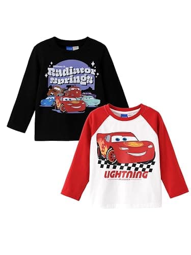 Disney 2-Pack Kids Long Sleeve T-Shirts, Cotton Graphic Tees, Age 2-9 Years | Disney Officially Licensed, Soft Cotton, Bright Character Graphics, Casual Daily Wear, Birthday Christmas Gift, Soft Durable - Image 1