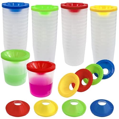 No Spill Paint Cups, 48pcs Paint Cups with Lids for Kids Suitable for Kids Paint, Spill Proof Paint Cups are Ideal for Classroom Art Supplies and Crafts, Durable Paint Cups with Lids(4 Colors) - Image 1