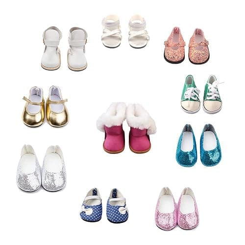 10 Pairs of 18 Inch Doll Shoes, BOSOIRSOU 7cm Boots Dance Shoes Sandals Casual Shoes Canvas Shoes Fit for 45cm American Girl Doll Accessories - Image 1
