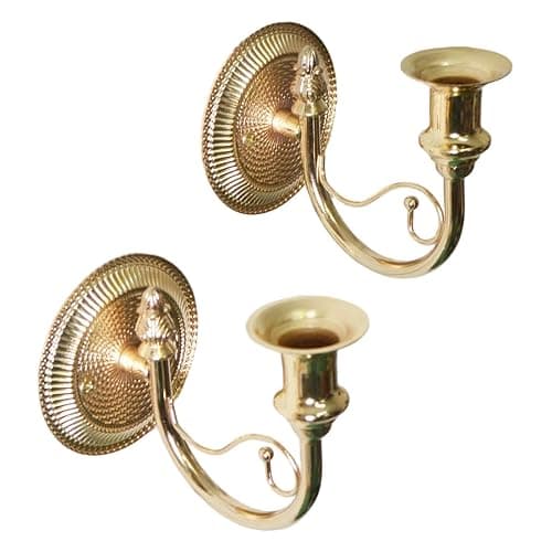 Qianly 2X Candle Sconces for Sticks Candles for Hallway French Vintage Wall Candle Holder Candelabra for Bedroom Table Centerpieces, Gold - Image 1