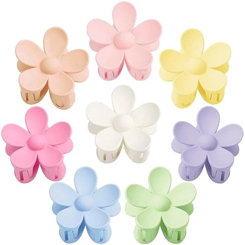 Flower Hair Clips 8PCS, Large Claw Clips for Women Girls Thick Thin Hair, Strong Hold Nonslip Big Dasiy Jaw Clamps Matte Hair Accessories 8 Colors - Image 1
