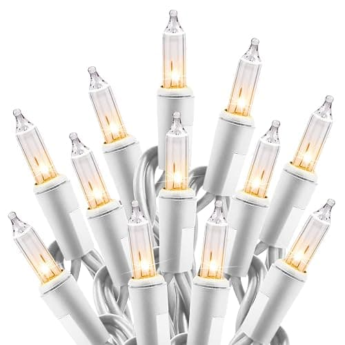 Minetom Clear Christmas Lights Set 100 Count 20 Feet Incandescent Bulb Mini String Lights for Indoor Christmas Tree Garland Birthday Wedding Party Festival Decoration, White Wire - Image 1