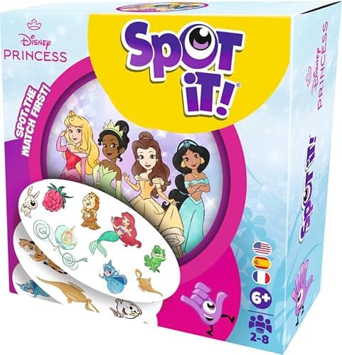 Asmodee Spot It! Disney Princess Card Game (2024 Refresh) - Eco-Sleeve Edition, 5-in-1 Visual Perception Game for Quick Reflexes and Family Fun, Ages 6+, 2-8 Players, 10 Minute Playtime - Image 1