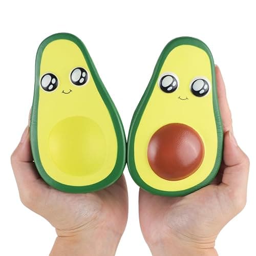 Anboor 2Pcs 4.8 Inches Squishies Avocado Slow Rising Squeeze Toys Kawaii Scented Squishies Fruit Toys Stress Relief for Kids,Party Favors,Birthday & Christmas - Image 1