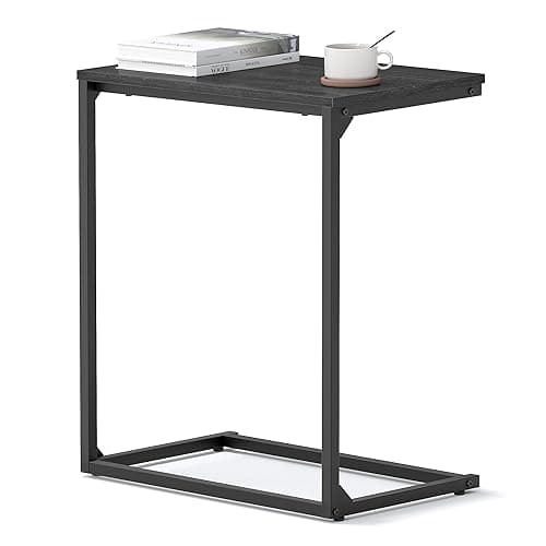 VASAGLE C Shape End Table, Small Coffee Table For Couch Or Sofa, Industrial Side Table In Living Room, Bedroom, 13.8 x 21.7 x 26 Inches, Ebony Black ULNT052B56 - Image 1