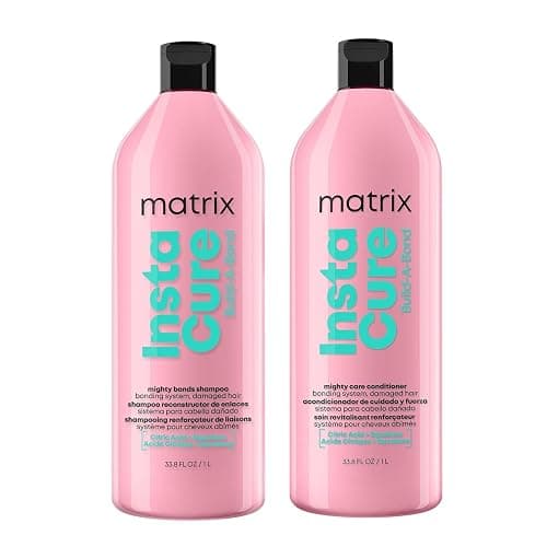 Matrix Instacure Build-A-Bond Mighty Bonds Shampoo and Conditioner Set - Bond Repair For Very Damaged Hair, Strengthens, Adds Shine & Softens with Citric Acid & Squalane, Vegan, Sulfate & Paraben-Free - Image 1