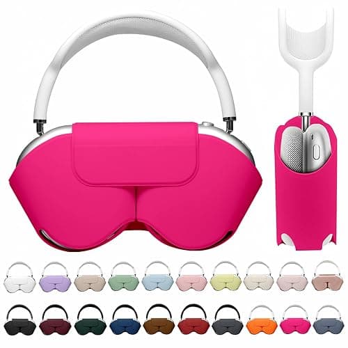 Maxjoy for Apple Airpods Max Smart Case Cover, Soft PU Leather Protective Cover Accessories for Airpod Max with Sleep Mode, Anti-Dust Travel Carrying Case for Airpods Pro Max Headphones, Rose Red - Image 1