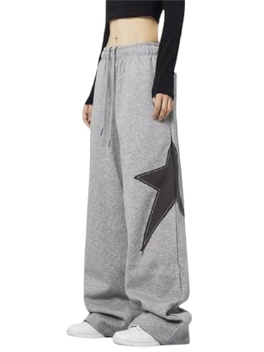OCUH Star Pants Y2k Sweatpants Drawstring Elastic Waist Baggy Loose Straight Leg Trousers Casual Streetwear - Image 1