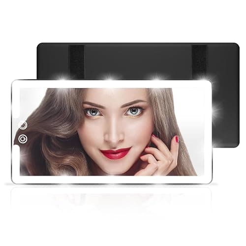 Led Sun Visor Vanity Mirror, Upgraded Large Car Mirrors with Lights, Dimmable Light up Vanity Makeup Mirror for Car,Rechargeable Universal Rear View Visor Mirrors - Image 1