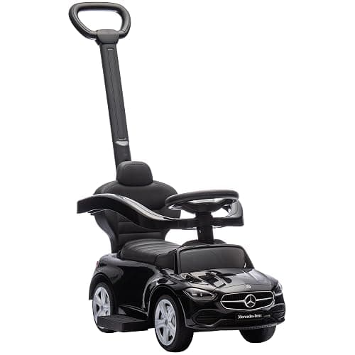 AIYAPLAY Porteur Enfants Mercedes-Benz sous Licence Voiture à Pousser Noir | Porteur Bébé 2 en 1, Poignée Amovible, Garde-Corps, Espace de Rangement, Klaxon et Volant, Enfants 18 à 36 Mois - Image 1
