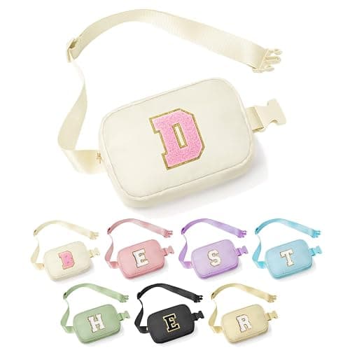 YOOLIFE Party Favors Bags for Kids 8-12, Girls Teens, Waist Packs, Prize, Belt Bag, Travel Fanny Pack, Crossbody Bags, Letter D, Beige - Image 1