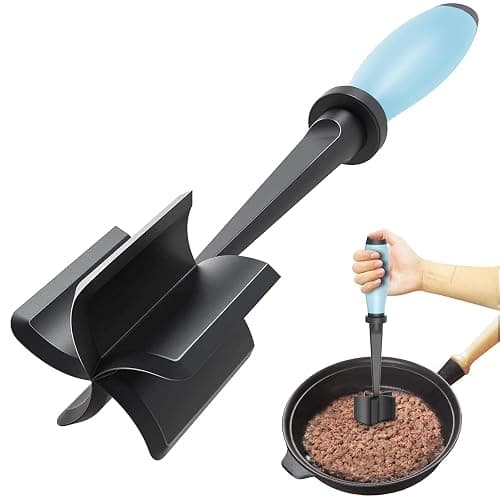 Upgrade Meat Chopper, Heat Resistant Meat Masher for Hamburger Meat, Ground Beef Smasher, Nylon Hamburger Chopper Utensil, Ground Non Stick Mix Chopper, Mix and Chop, Potato Masher Tool(Aqua) - Image 1