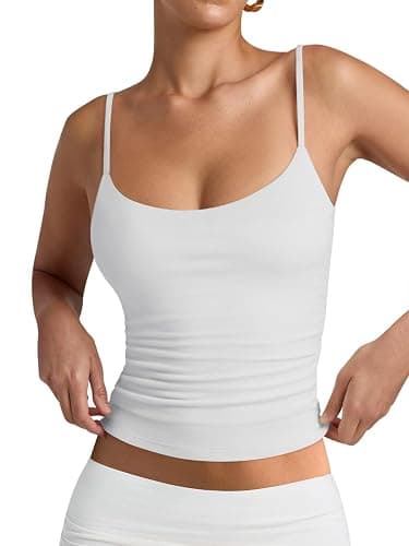 PINKMSTYLE Women's Basic Double Lined Scoop Neck Tank Tops Adjustable Cami Tank Summer Sleeveless Tops - Image 1