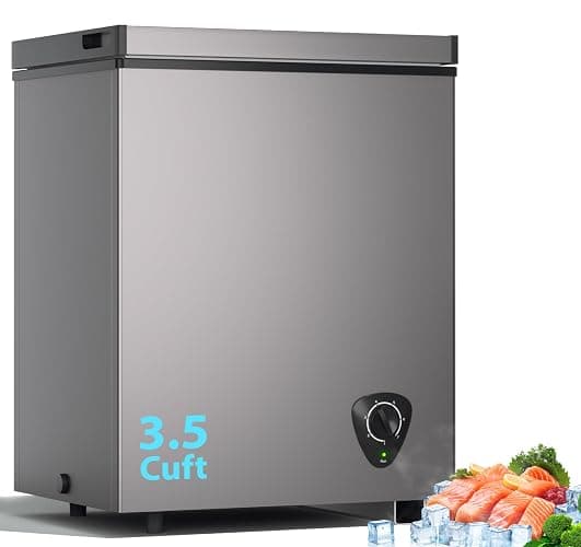 3.5 Cu.Ft Small Chest Freezer, Mini Deep Freezer with Removable Basket, Adjustable Temperature, Free Standing Top Open Door Energy Efficient Compact Freezer for Apartment, Home, Office, Garager,Gray - Image 1