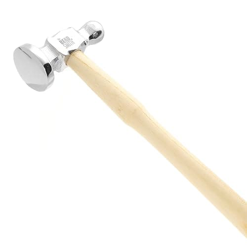 The Beadsmith Two-Sided Chasing Hammer - 10.75 Inches Wooden Handle, 2.25” Steel Head with a 14mm Ball Pein & 1.1"/ 28mm Domed Face - Tool Used to Add Texture and Dimension to Metalwork, 4oz./113g - Image 1