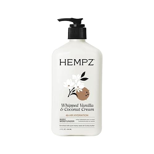 Hempz Whipped Vanilla & Coconut Cream Moisturizing Body Lotion - 17 Fl Oz | Pure Hemp Seed Oil for Dryness, Shea Butter & Coconut Oil, 48-Hour Hydration, Vegan & Cruelty-Free, Paraben-Free - Image 1