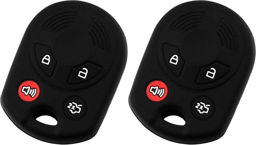 KeyGuardz Keyless Entry Remote Car Key Fob Outer Shell Cover Soft Rubber Protective Case for Ford Lincoln Mercury (Pack of 2) - Image 1