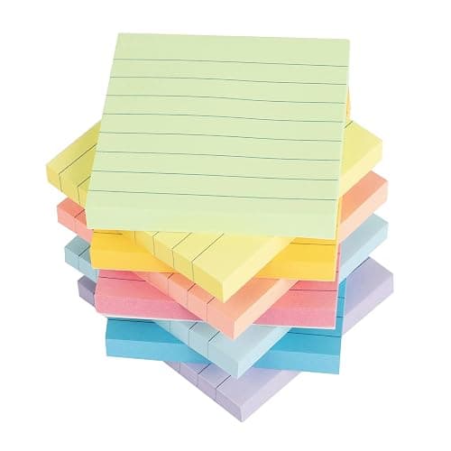 Vanpad Lined Sticky Notes 3x3 in Pastel Ruled Stickies Colorful Super Sticking Power Memo Pads, 82 Sheets/pad, 8 Pads/Pack - Image 1