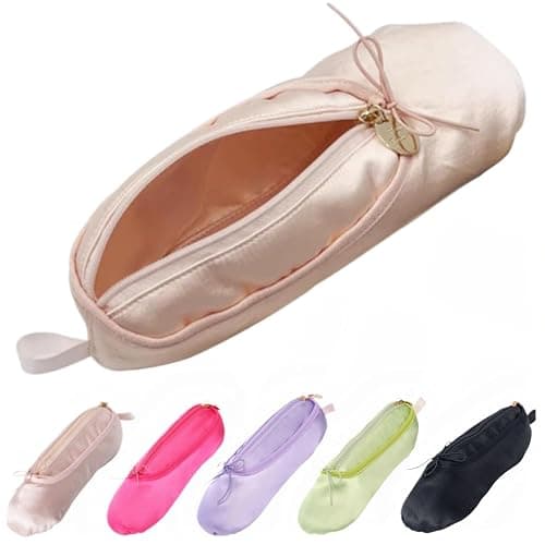 CECKQUE Ballet Dance Shoe Makeup Bag For Little Girls, Ballerina Slipper Makeup Pouch Bag, Ballet Pointe Shoes Gifts (Pink) - Image 1
