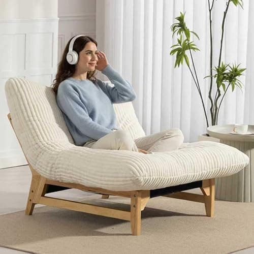Oversized Comfy Reading Nook Chair with Frame for Adults (White) | Cloud Lounge Accent Chair for Bedroom Living Room|Giant|Corduroy|44 Inch - Image 1