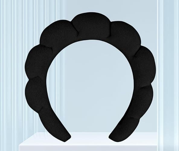 Spa Headbands for Washing Face or Facial Skincare Terry Cloth Headband Combo Pack Puffy Makeup Headbands for Face Washing Mask Skin Head Band Black 10 - Image 1