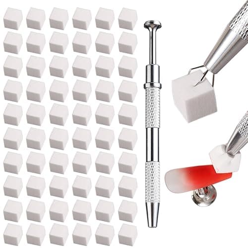 Fcozpjk 100Pcs Soft Nail Sponges for Ombre, Nail Art Sponges With Grabbing Pen, Aura Nails, Ombre Nail Brush, Manicure Nail Art Tools, Professional Accessories Supplies - Ombre Nail Sponges - Image 1