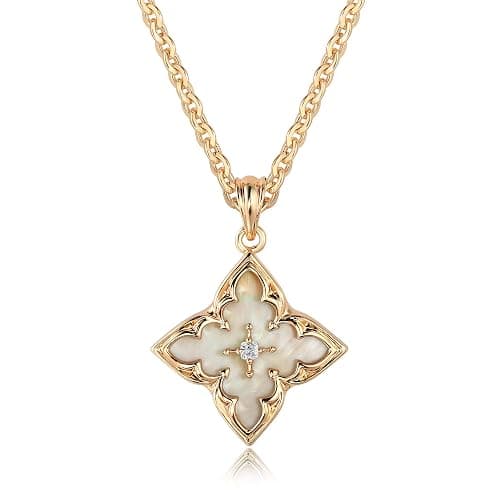 Gold Necklace for Women Charm Clover Pendant Gold Statement Necklaces | 14K Gold Plated Jewelry, Colorful Clover Pendant, Non Tarnish Gold Necklaces, Natural Lucky Necklaces for Women Trendy Gift - Image 1