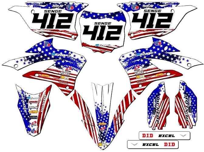 2022-2025 KX 85 Merica USA Senge Graphics Complete Kit with Rider I.D. Compatible with Kawasaki - Image 1