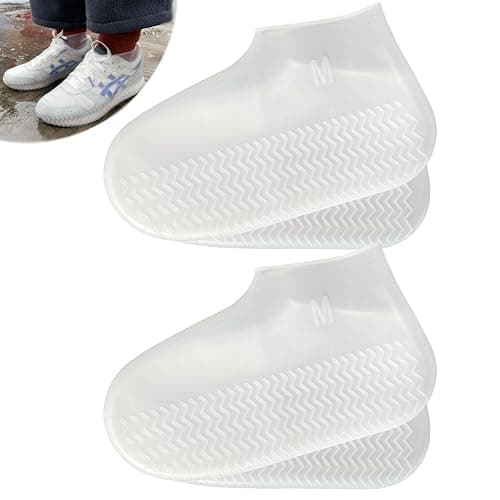 LSDWL Waterproof Shoe Covers 2 Pairs,Rain Shoe Covers Reusable Silicone Non Slip Shoe Covers for Outdoor,Rain Shoe Covers for Women and Men (Clear, Medium) - Image 1