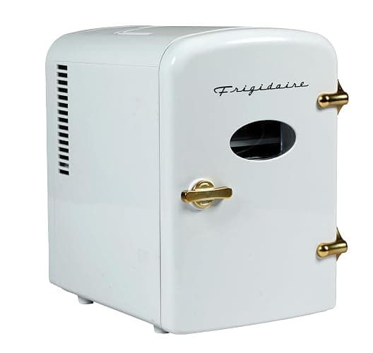Frigidaire Retro Mini Personal Fridge Cooler, Holds up to 9 Cans, Portable for Car, Office, Bedroom, Dorm Room, or Cabin, Includes 110V AC and 12V DC cords - White Gold (Special Edition Color) - Image 1