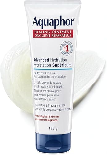 Aquaphor Healing Ointment, Multipurpose Ointment for Dry, Cracked Skin, Chafing, Cuticle Care, Fragrance Free, Non Greasy and Non Comedogenic Body Moisturizer, Dermatological Skin Care, 198g Tube - Image 1