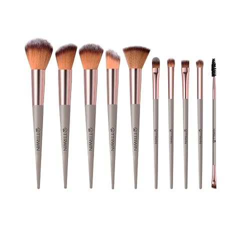 TTRWIN Makeup Brushes, 10 Pcs Professional Make up Brush Set Synthetic Kabuki Face Blush Lip Eyeshadow Eyeliner Foundation Powder Cosmetic Brushes Kit - Image 1