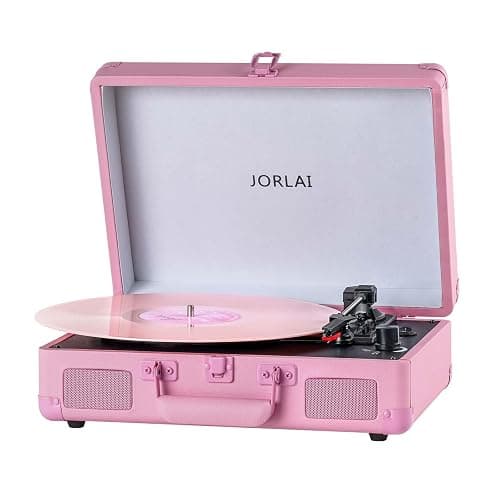 Portable Record Player with Bluetooth 3 Speed Turntable Built in Rechargeable Battery Vintage Suitcase Design with RCA Line Out and Aux in - Image 1