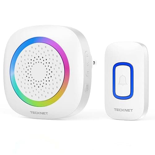 TECKNET Plug in Wireless Doorbell with RGB Lighting & 1300 Feet Range,IP66 Waterproof Door bell for Home/Classroom/Office/Business,60 Chimes,5-Level Volume,4.5-Year Battery Life(White) - Image 1