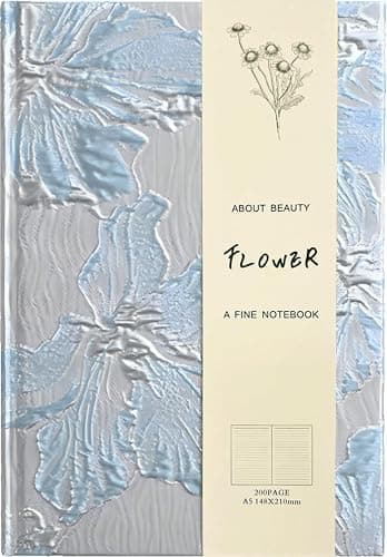 ipoul Hardcover Journal, Flower Notebook, A5, 6x8, Lined Pages, Lay-flat, Beautiful Journal for Women, Lily Flower, Blue Journal for Writing, Personal Notebook, Dream Journal, Self Care Journal - Image 1