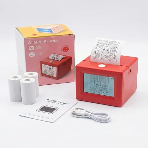 KYWYOYOU AI Sticker Printer for Kids, Voice-Activated Mini Thermal Printer with Smart AI Image Generator for Learning & DIY, Portable Sticker Maker Machine Compatible with iOS & Android. - Image 1