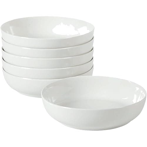 Gibson Home Zen Buffet 6-Piece 41oz Large Pasta Bowls Porcelain Ceramic Chip and Scratch Resistant Shallow Salad Bowl, Serving Bowls, Soup Bowls Set, Dishwasher & Microwave Safe White - Image 1
