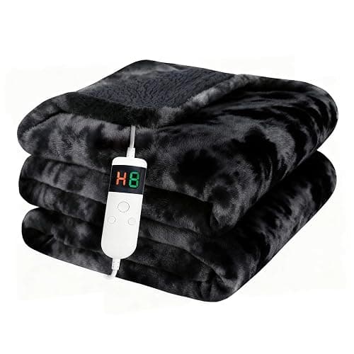 Cushious Electric Heated Blanket Throw 50''x60''Size Faux Fur Heating Blanket 10 Heating Settings, 1-8h Timer & Overheat Protection, Machine Washable, Soft Flannel and Sherpa Full Body Warmth - Image 1