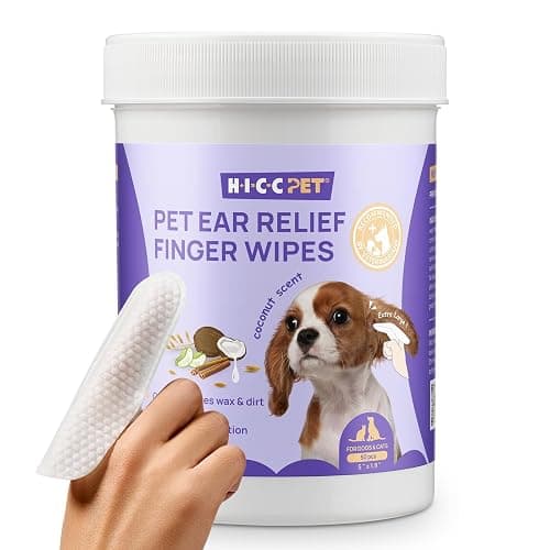 HICC PET Ear Cleaner Finger Wipes for Dogs & Cats, Vet-Recommended Dog Ear Infection Treatment to Relief Itching & Inflammation, Remove Wax, Dirt & Stop Smelly, Non-Irritating, 50ct(Coconut Scent) - Image 1