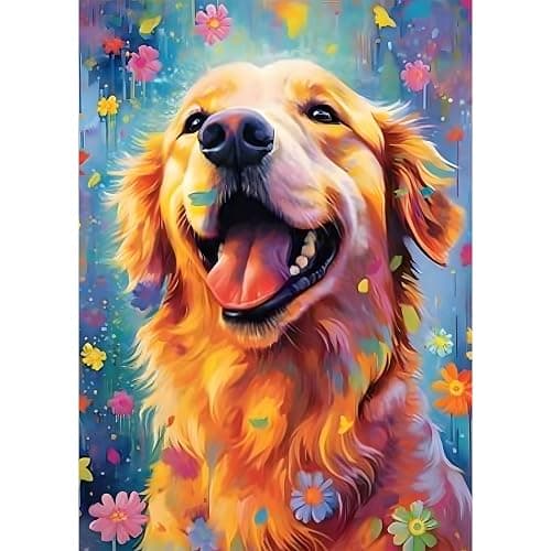 RICUVED Diamond Art Kits for Adults, Dog Diamond Art Kits Full Drill 5D Animal Diamond Art, Golden Retriever Gem Dots Art and Crafts for Gift Home Wall Decor 12x16 Inch/30x40cm - Dog - Image 1