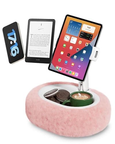 Viozon Tablet Pillow Stand,Kindle Pillow Stand, Compatible with 4-11" Tablet/Phone with Small Bowl, Kindle Holder Accessories,Idea for Reading and Video Watching On Bed,Pink - Image 1