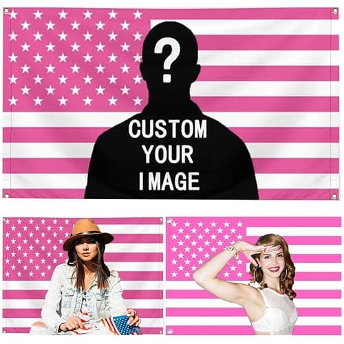 Customisable American Flag 3X5Ft, Personalised Design for Dorms, Bedrooms, Clubs, Concerts, Bars, Funny Poster Decor (Pink Flag) - Image 1