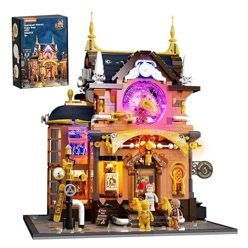 Lumibricks Steampunk Memory Magic Shop Lighting Building-Bricks Set, 2056 Pcs Modular Building from Chrono Custodians Collection Display Set for Adults and Steampunk Lovers - Image 1