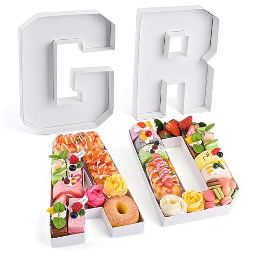 Datyiiha GRAD Set Cardboard Letter for Charcuterie 10.2'' Congrats Grad Fillable Tray Charcuterie Paper Box for Graduation Party Decorations Chocolate Candy Cupcake Container - Image 1