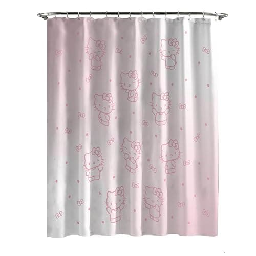 Jay Franco Shower Curtains Sanrio Hello Kitty Shower Curtain - Pink Ombre Stars Kawaii Bathroom Décor - 70 x 72 Inch Washable Fabric Curtain - Image 1