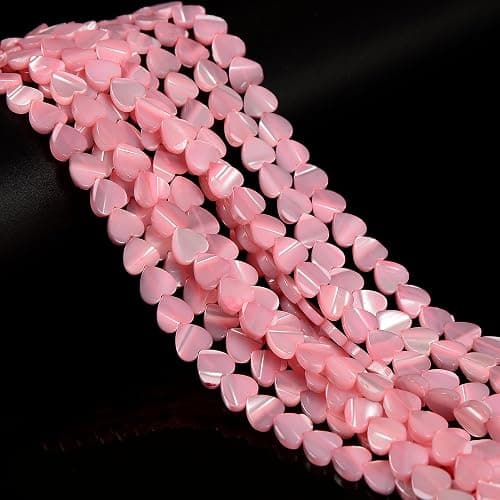 JM Design 6mm Pink Mother of Pearl MOP Shell Heart Shaped Beads for Bracelets Jewelry Making Crafts Adults Adults - Image 1