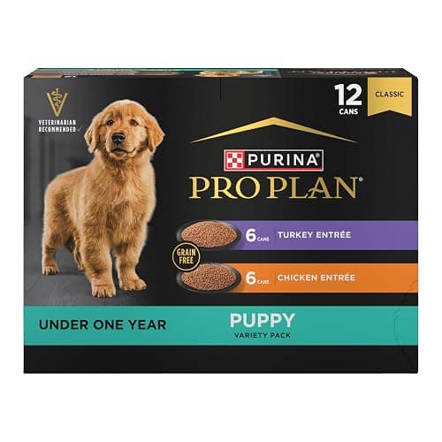 Purina Pro Plan Development Wet Puppy Food, Grain Free Chicken Entree and Grain Free Turkey Entree Variety Pack - (Pack of 12) 13 oz. Cans - Image 1