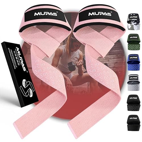 MUPAS Zughilfen für Krafttraining & Bodybuilding (gepolstert) – Profi Lifting Straps 58.5cm Länge–Rutschfestes Silikon– Gym Straps für Fitness,Kreuzheben,Weightlifting - Image 1