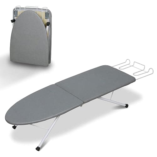 ZOES HOMEWARE Tabletop Ironing Board,Portable Iron Board with Iron Rest, Foldable Small Ironing Board with Heat Resistant Cover and 100% Cotton Pad, 31.5"x11.8"x7", Grey - Image 1